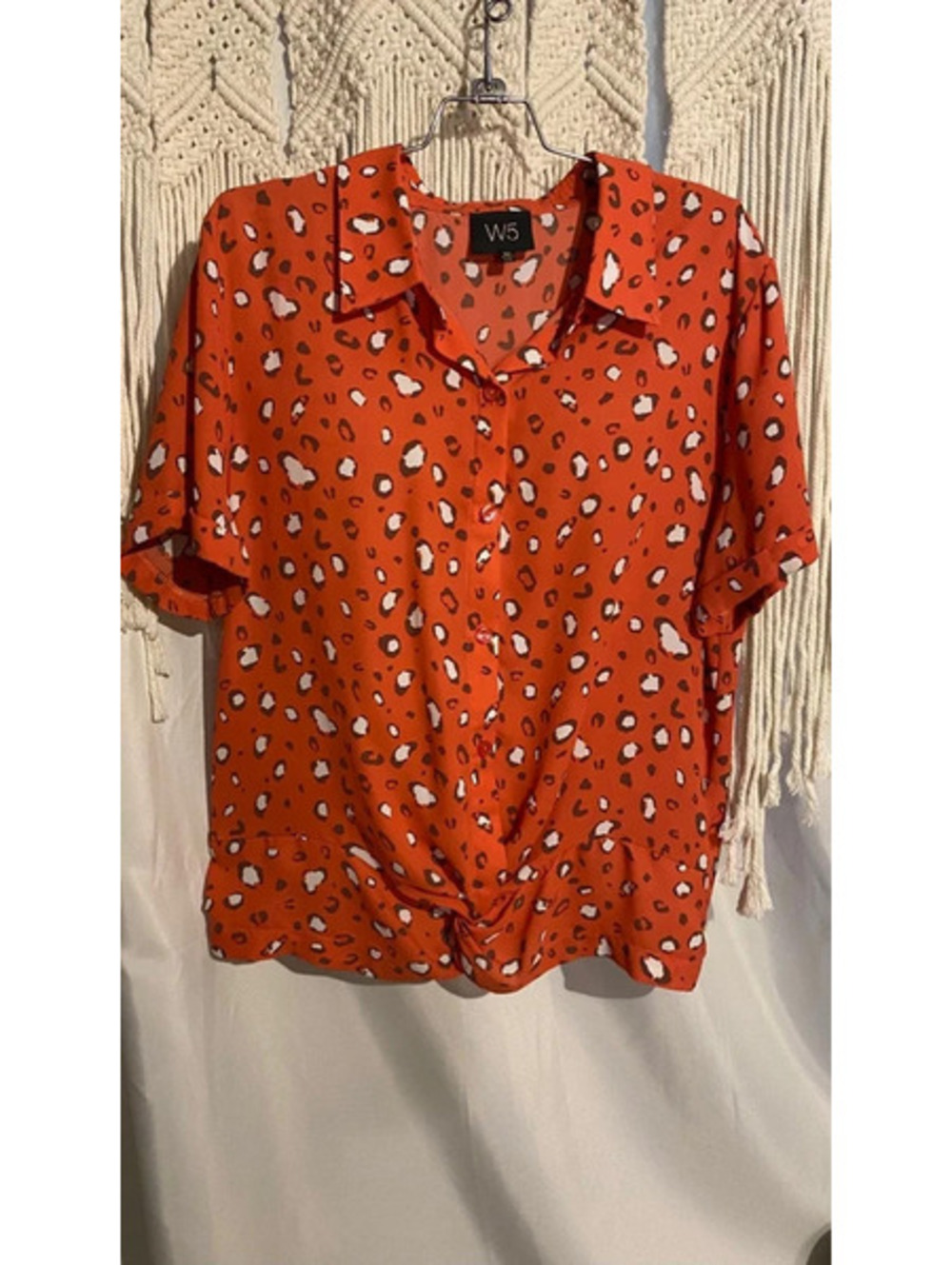 Coral leopard print shirt